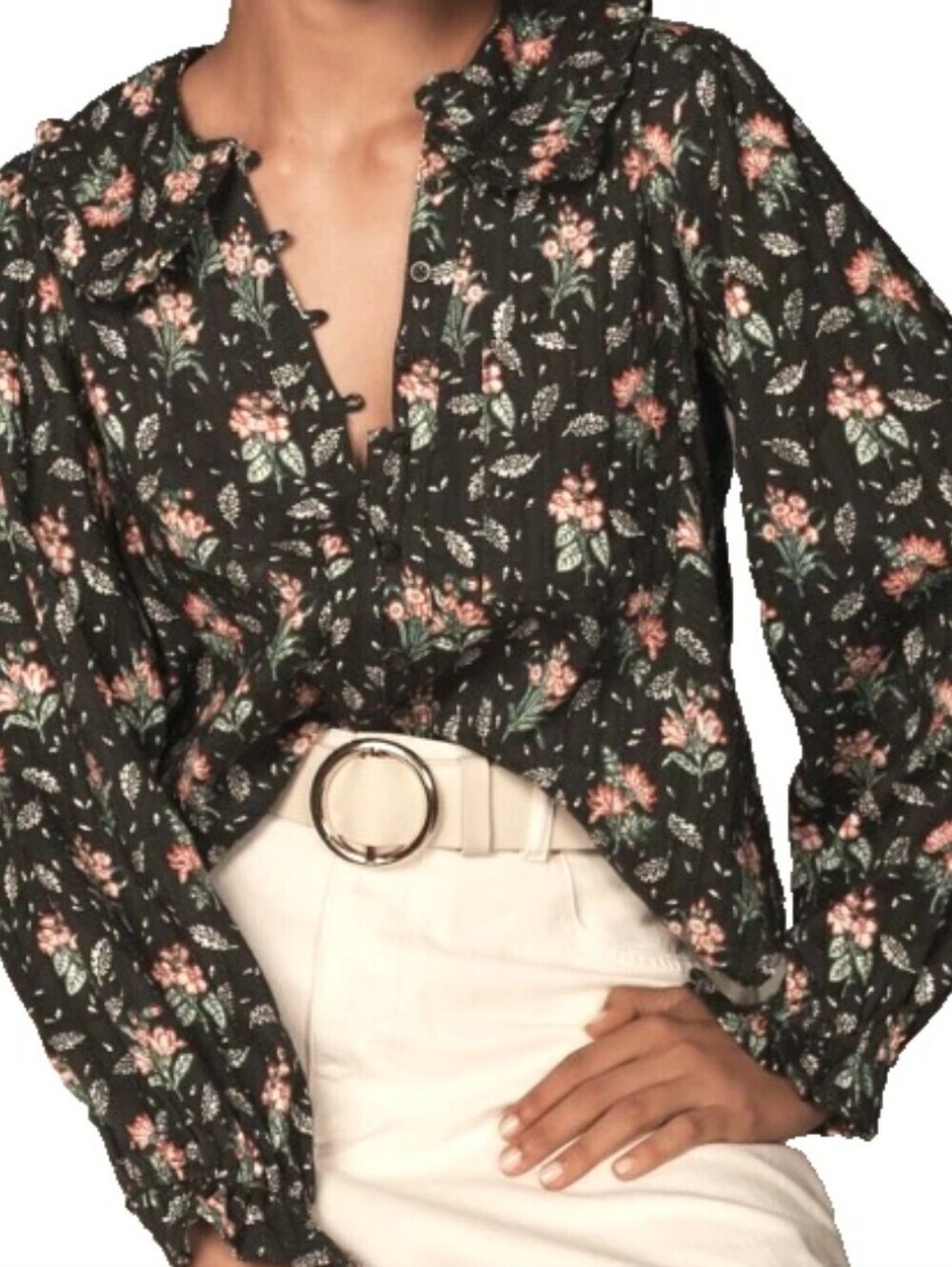 Pilcro Kiera Collared‎ Button Front Blouse